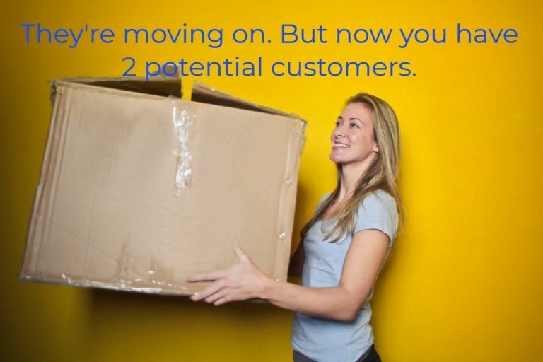 woman and box of belongings