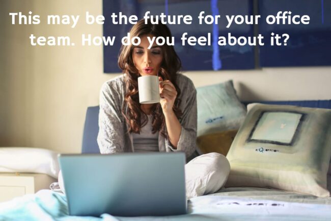 Young female working from bedroom